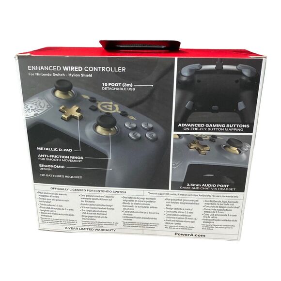 NINTENDO SWITCH ENHANCED WIRED CONTROLLER LEGEND OF ZELDA HYLIAN SHIELD POWERA” - Picture 4 of 8